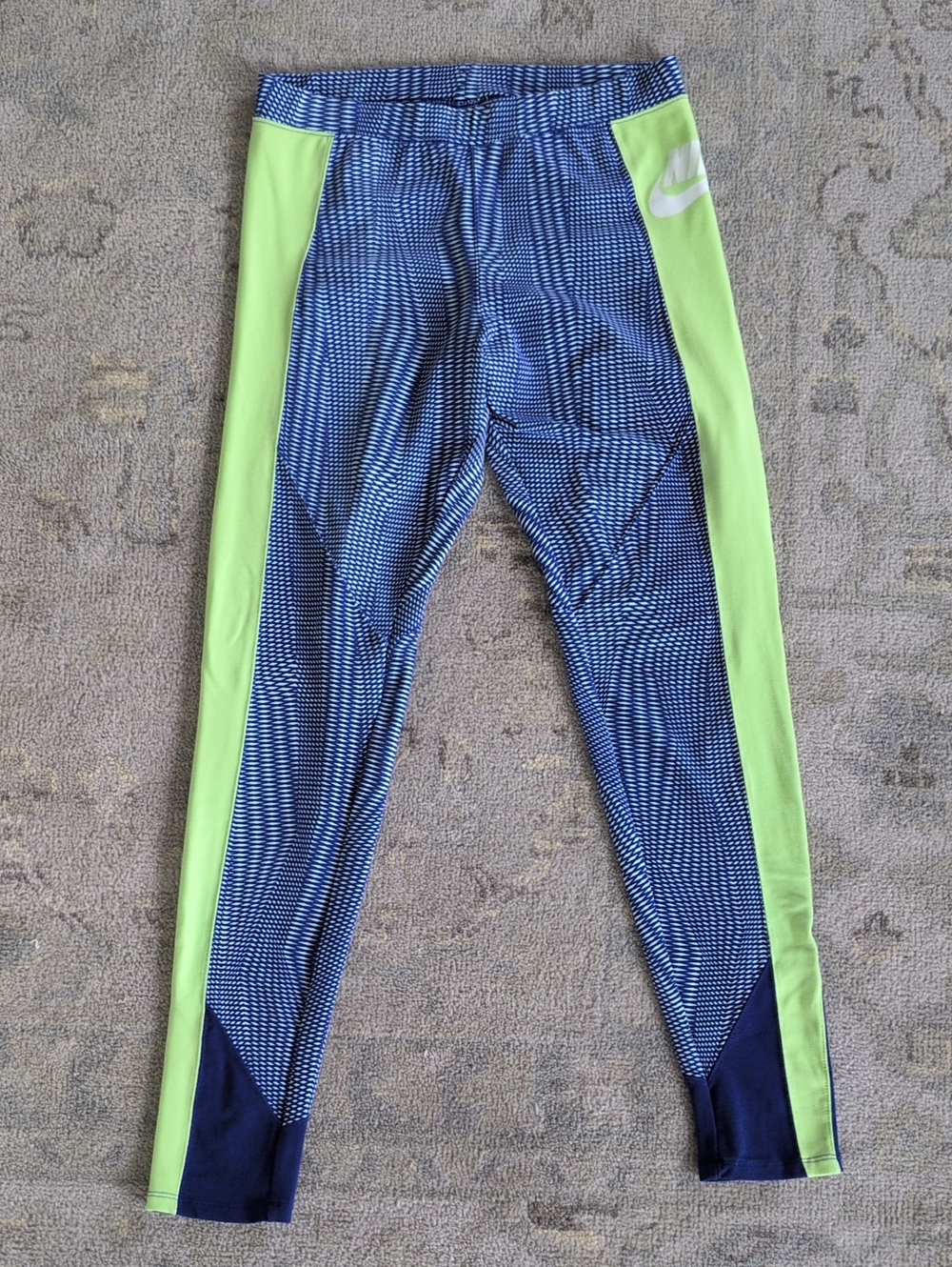 Nike Leggings Optical Fly "Red Tag" - Volt and Deep Ocean Blue